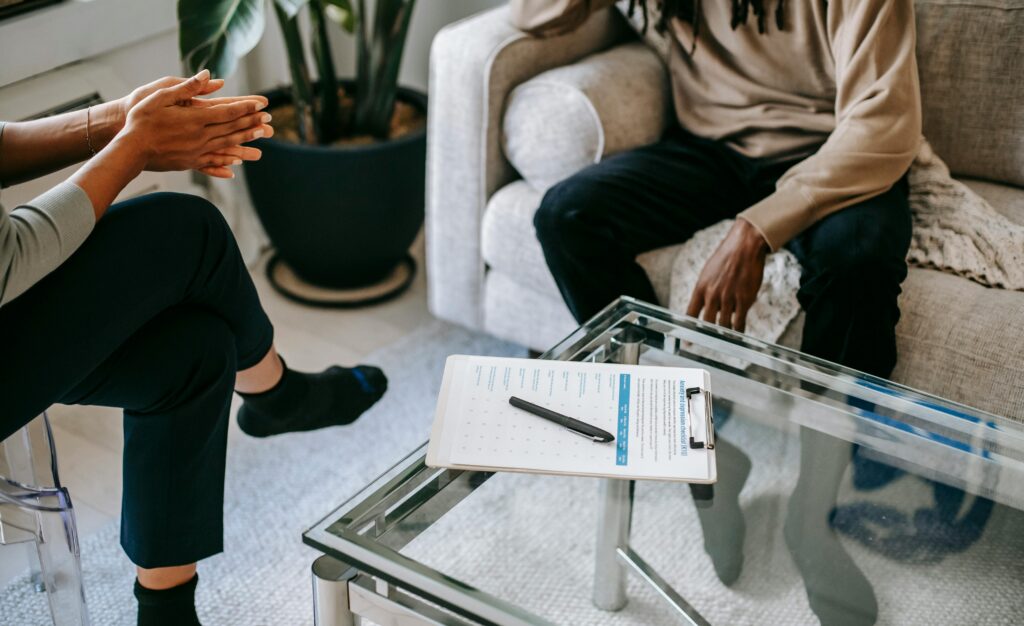 A person in therapy for treating depression.